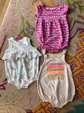 Set of 3 Baby Girl Cat & Jack Rompers